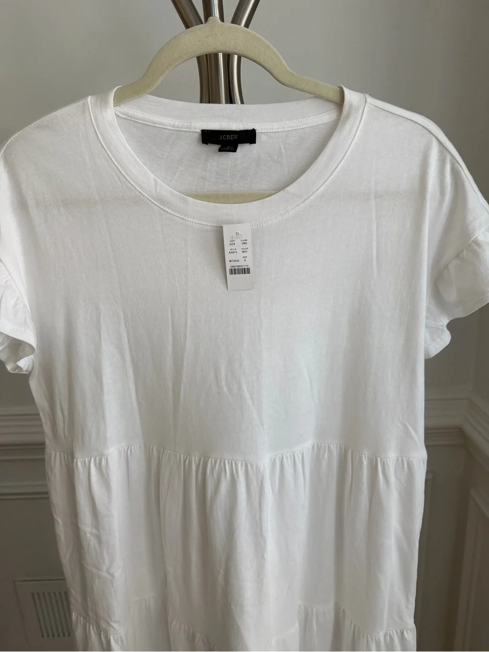 J.CREW White Broken-in jersey tiered mini dress Size Small